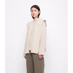 hooded scarf/vest in beige-white