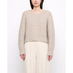 chunky cropped sweater in light taupe