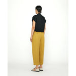 linen pleated trouser in mustard