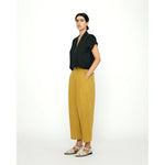 linen pleated trouser in mustard