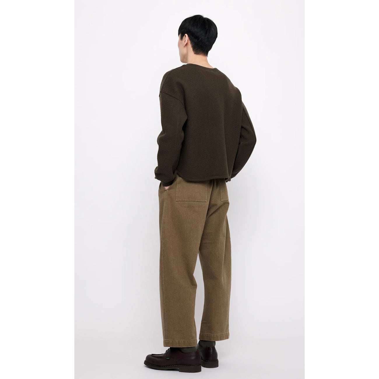 tailored curve leg trouser in washed brown