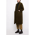 open fall coat in dark kelp