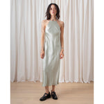 high neck bias dress in sage