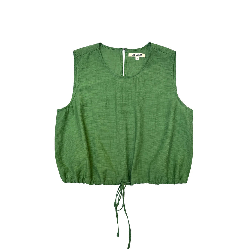 drawstring tank in faded grass green