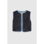 reversible denim sherpa vest in grey blue