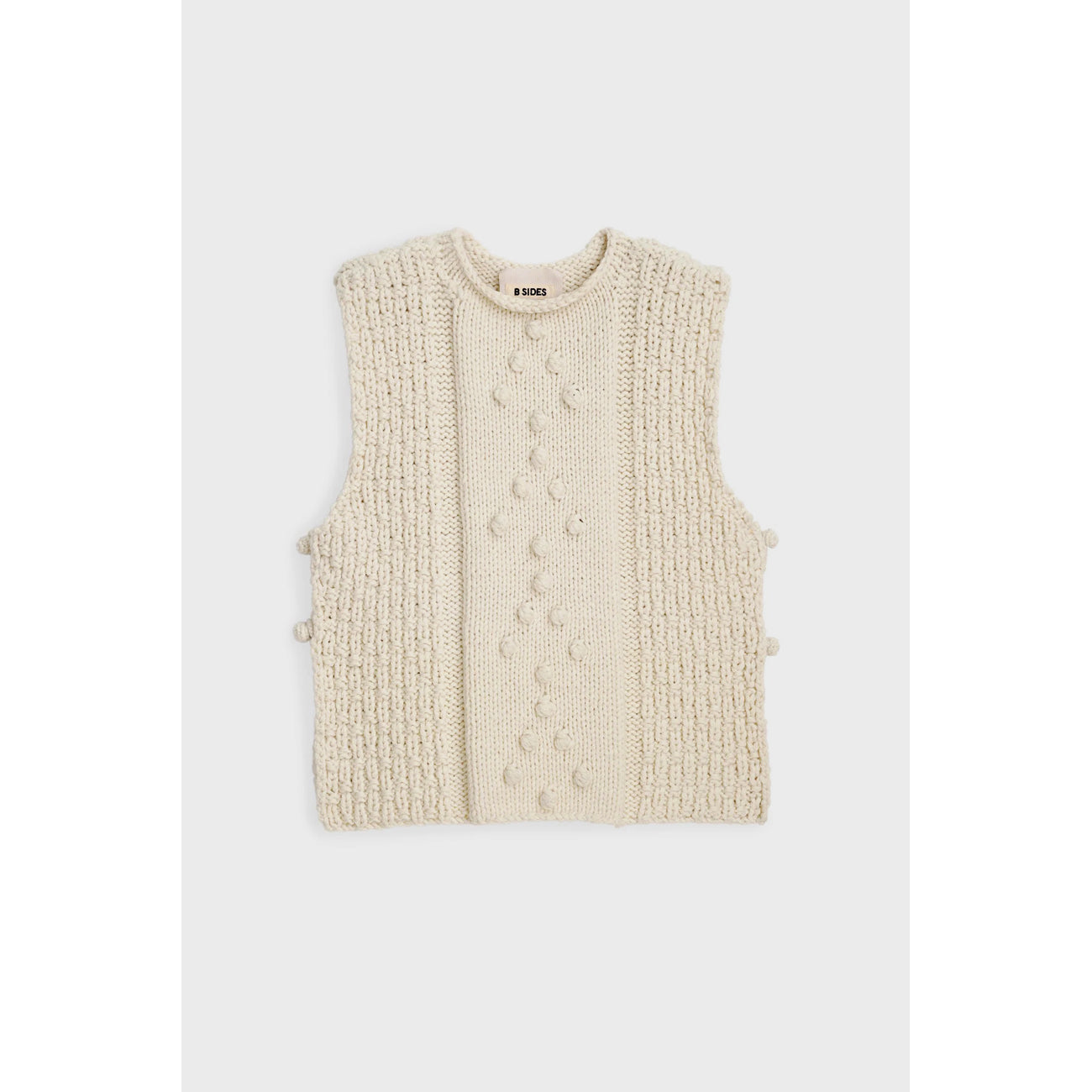 hand knit gilet in natural wool