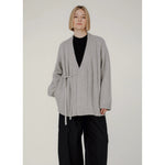 roan wrap cardigan in fog