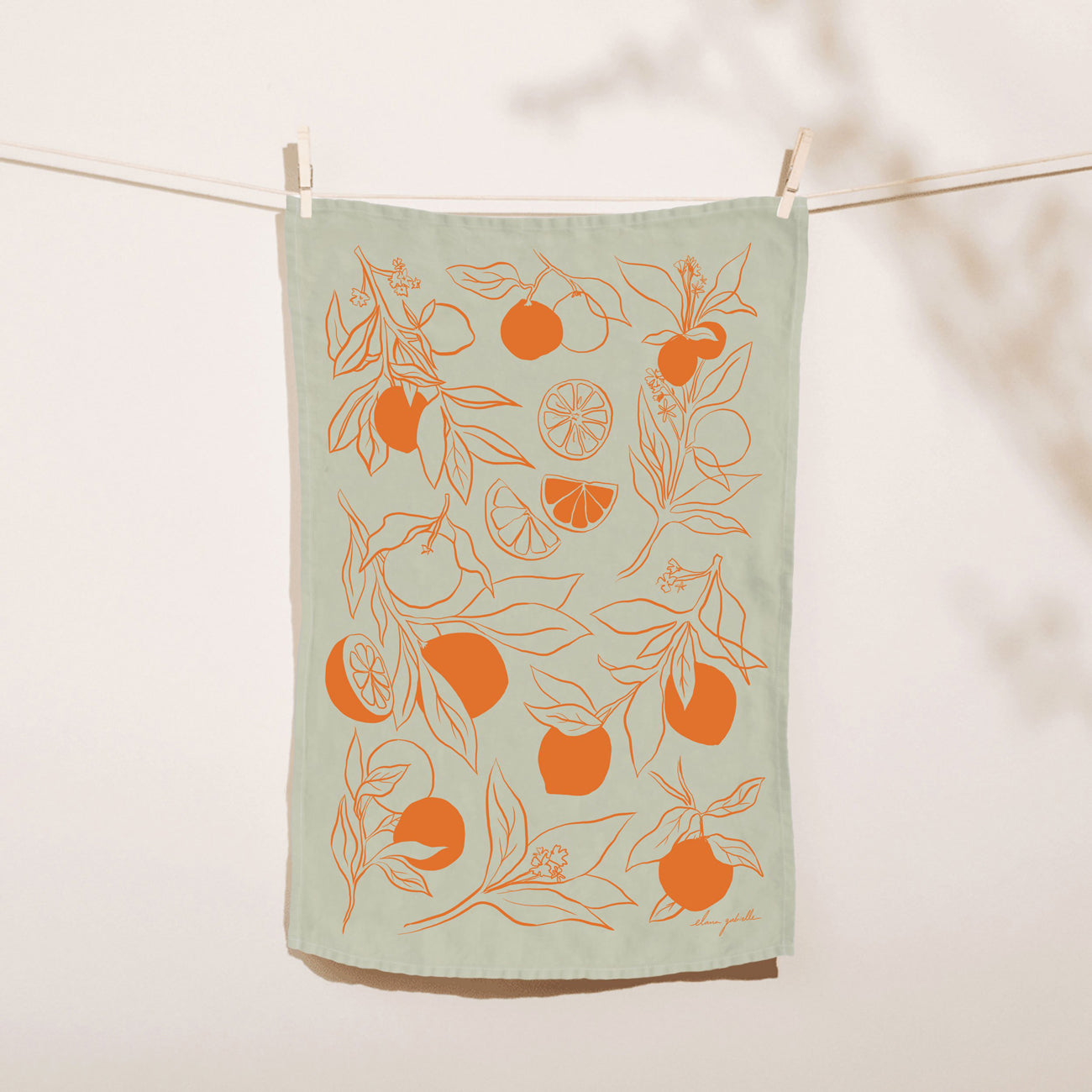 clementine linen tea towel