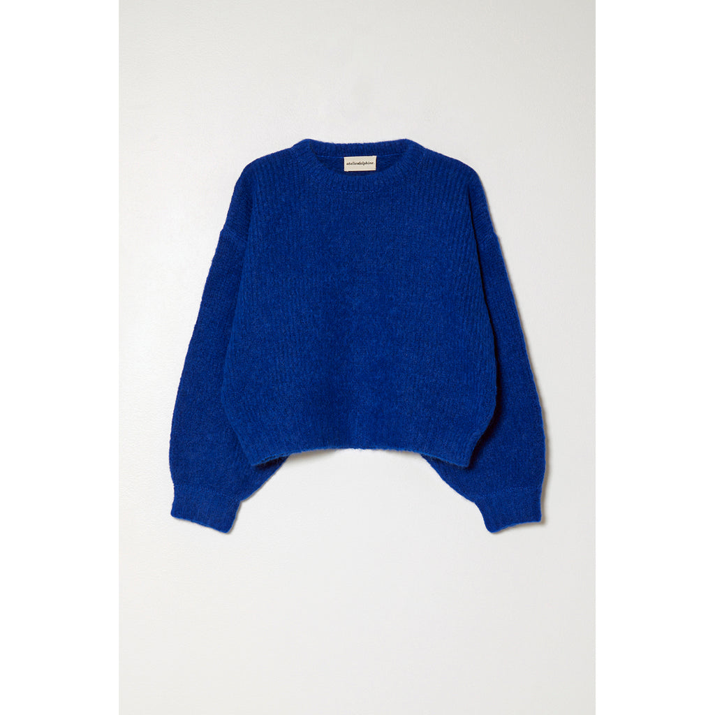 balloon sleeve sweater in blue