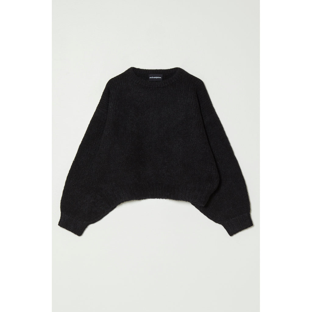 balloon sleeve sweater in black