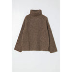 alpaca rib turtleneck in brown