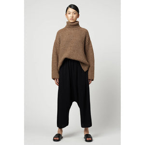 alpaca rib turtleneck in brown