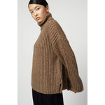 alpaca rib turtleneck in brown