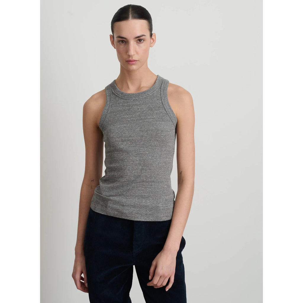 rib tank in heather grey