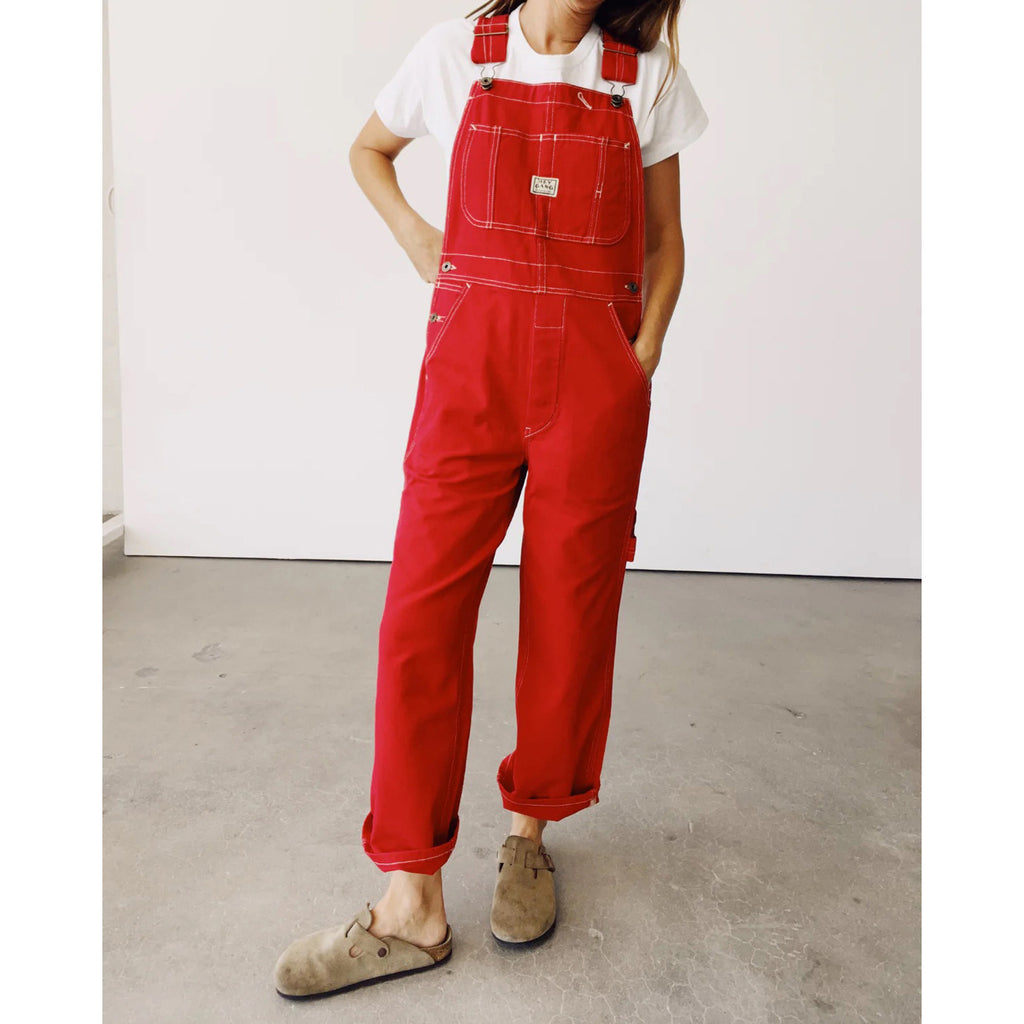 the miner overalls in red denim