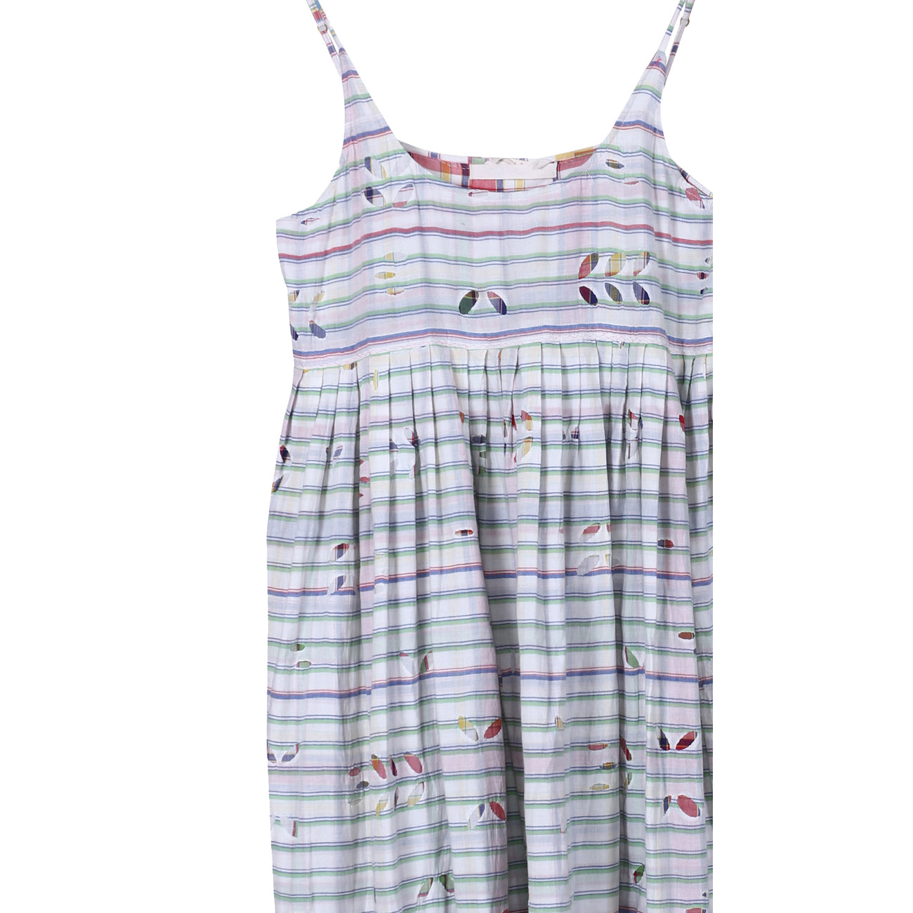 handloom slip dress in eyelet stripe