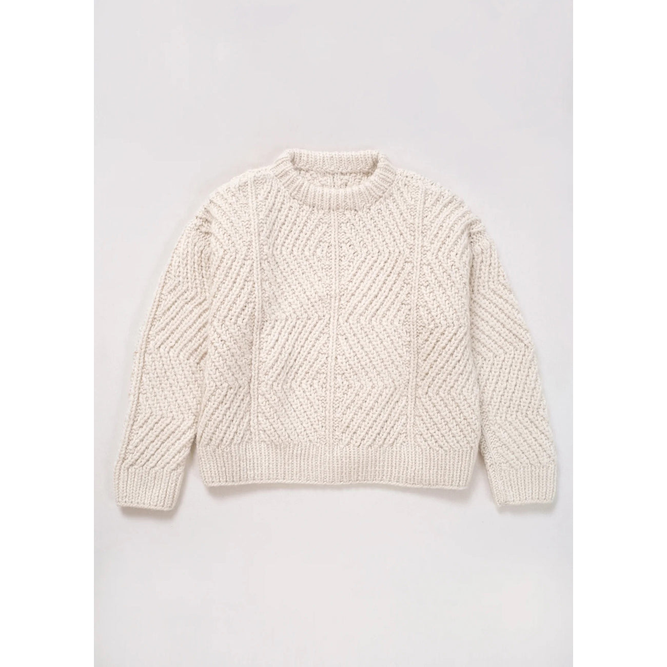 hand-knit bevel sweater in cream