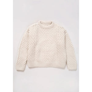 hand-knit bevel sweater in cream