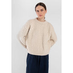 hand-knit bevel sweater in cream