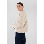 hand-knit bevel sweater in cream