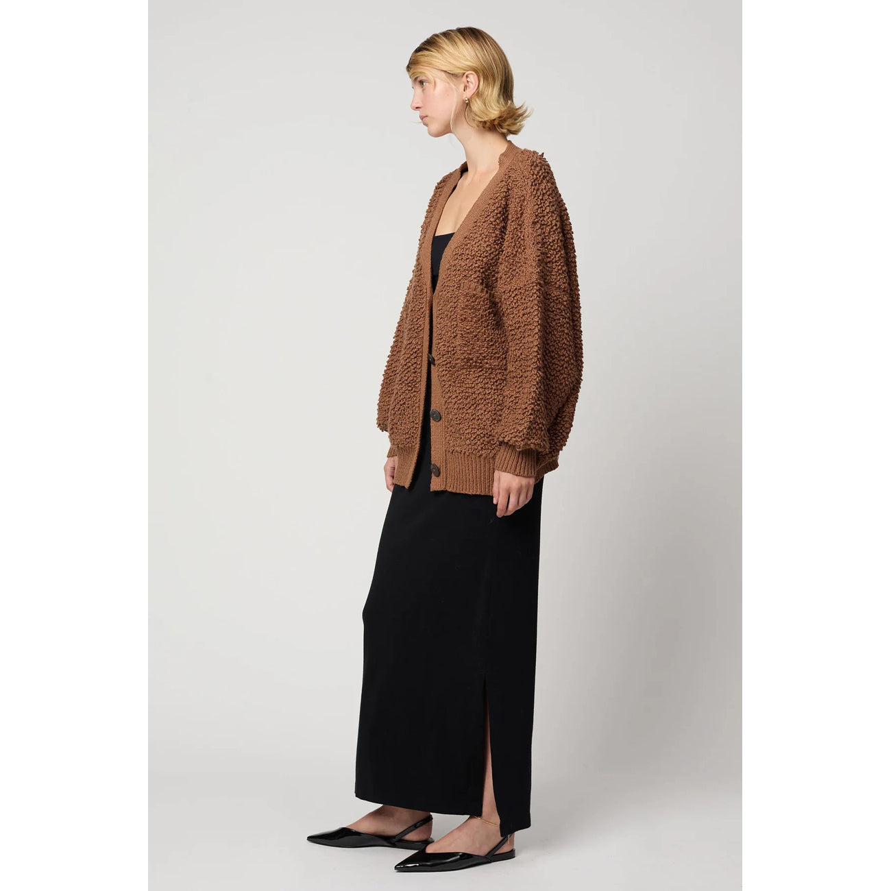 amelia cardigan in medium brown