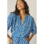 tolan shirt in fleur-de-lis blue