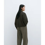 cotton + cashmere cardigan in dark moss