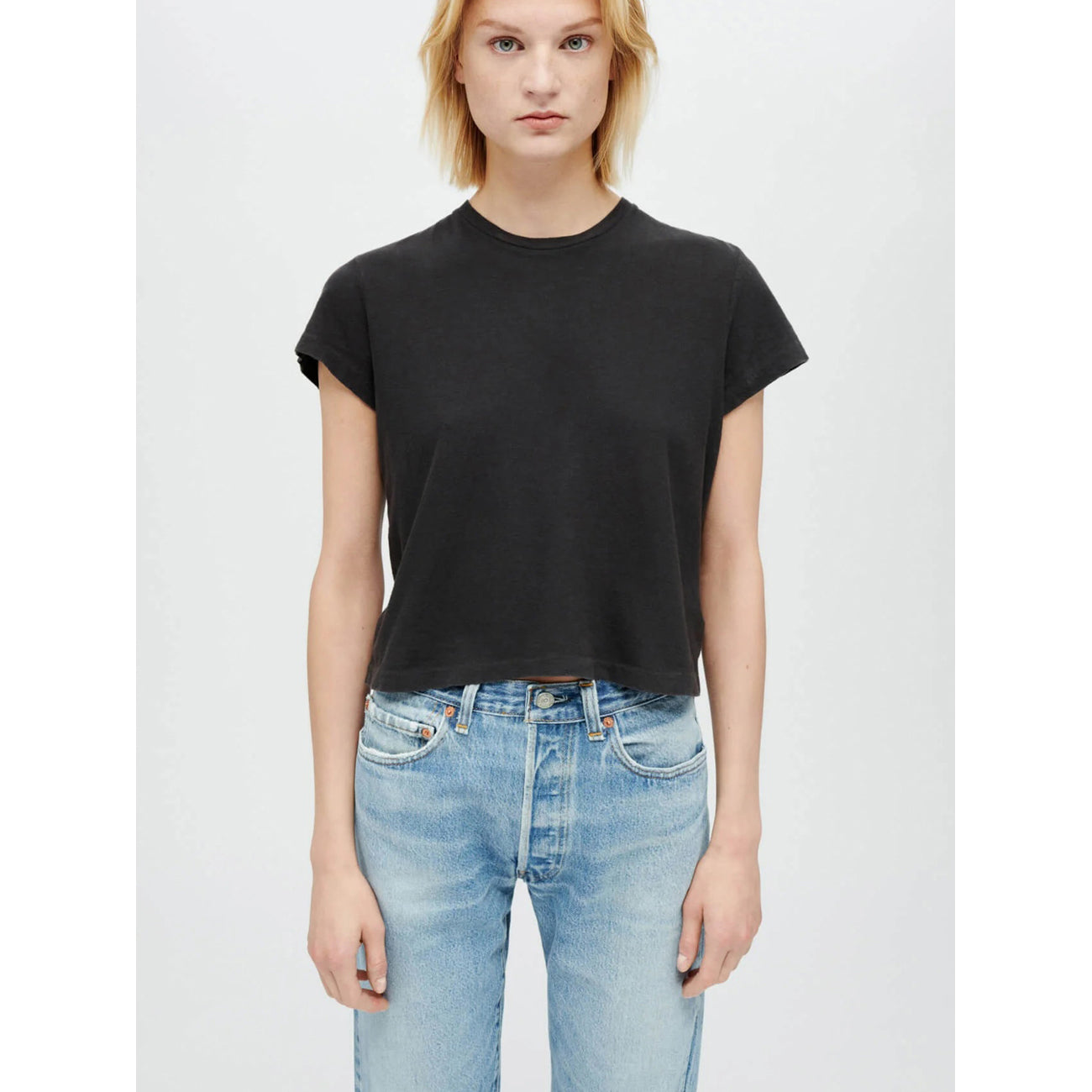 1950s boxy tee in washed black