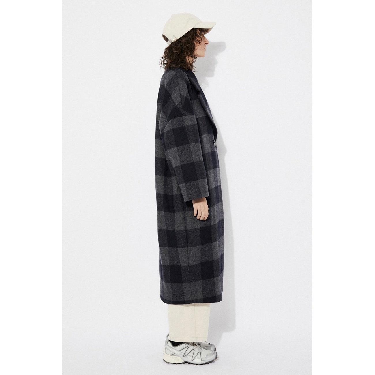 setut checkered coat in navy check