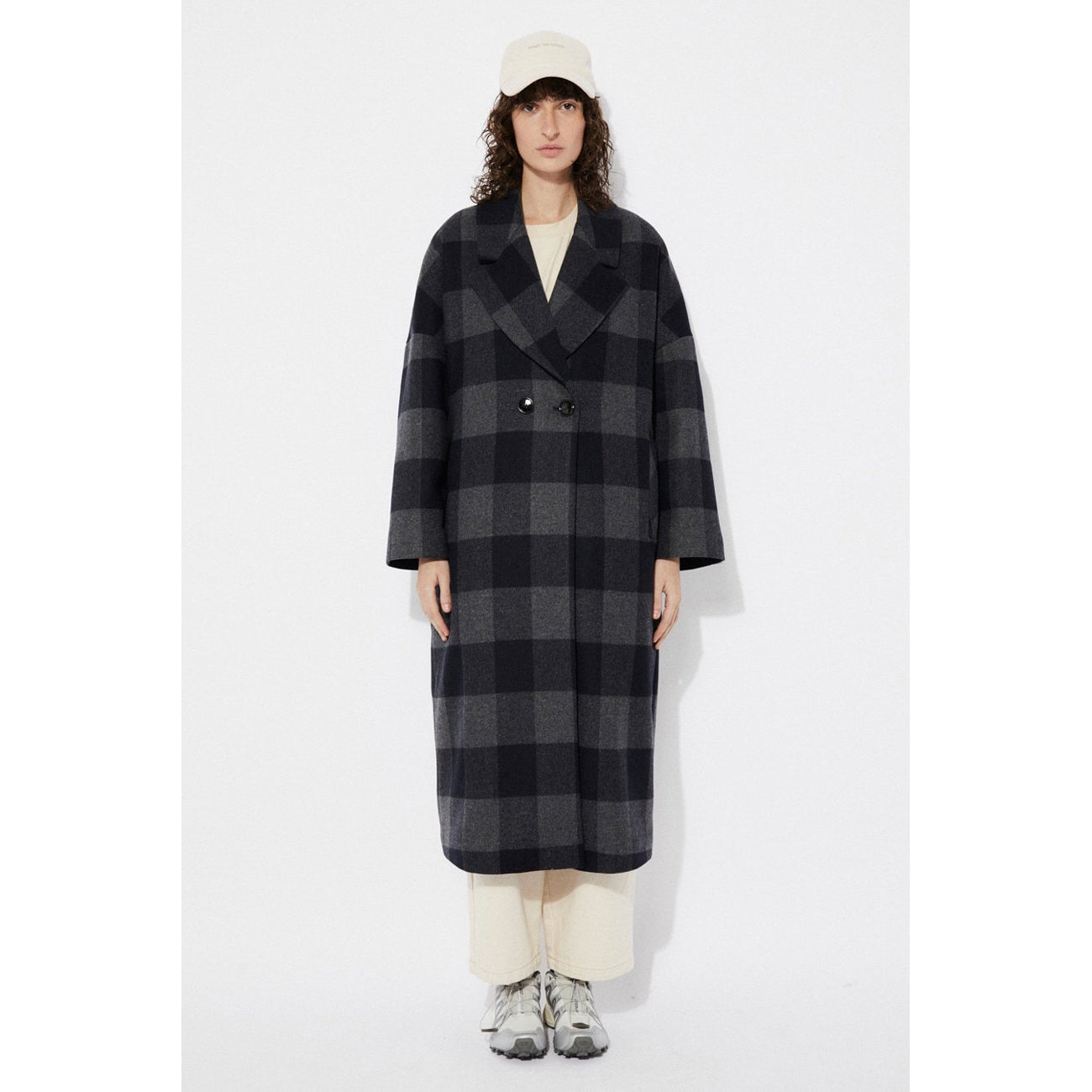 setut checkered coat in navy check