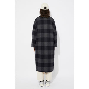 setut checkered coat in navy check