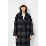 setut checkered coat in navy check