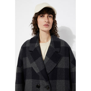 setut checkered coat in navy check