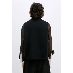 boxy cotton waistcoat in black