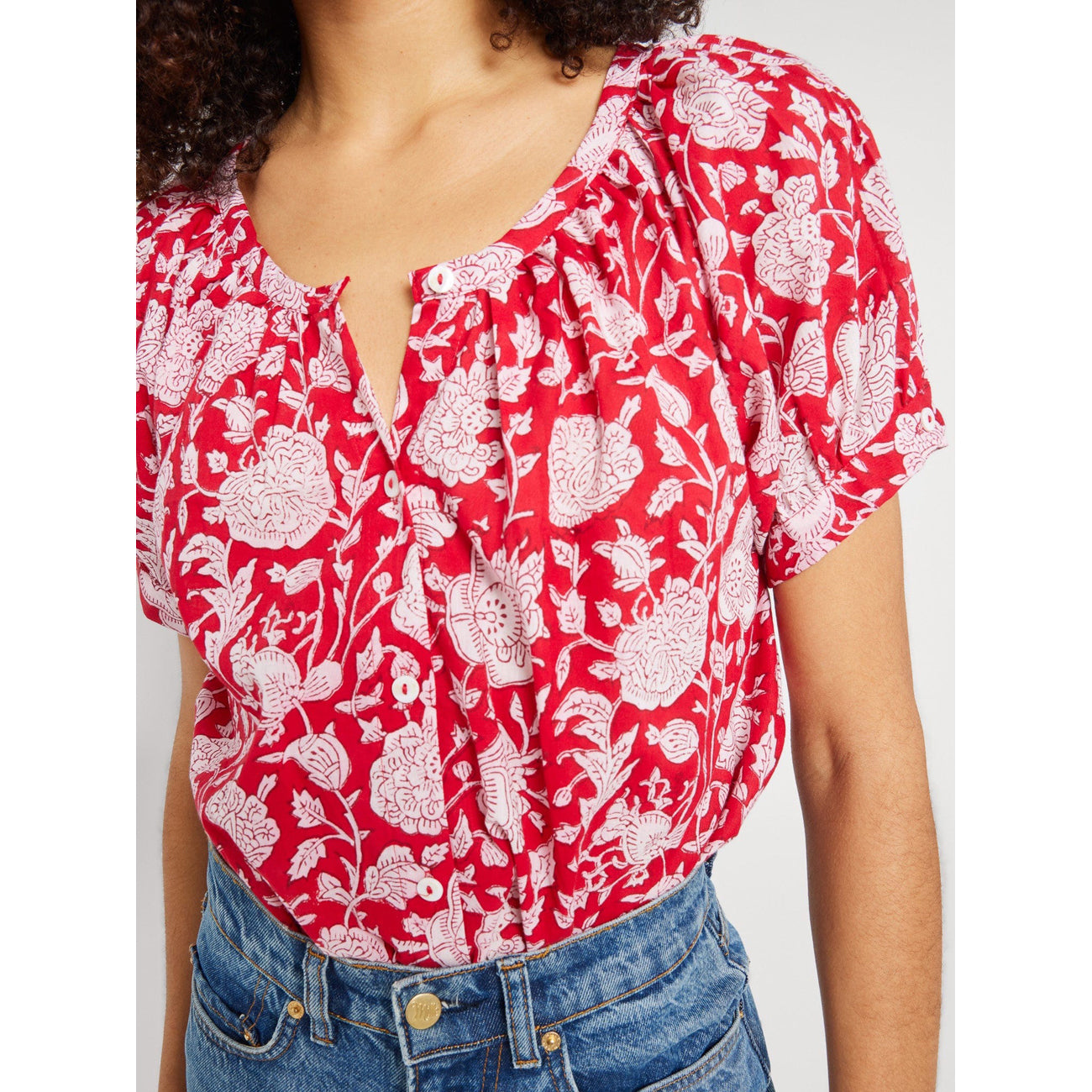 naomi top in red zinnia