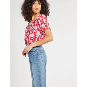 naomi top in red zinnia