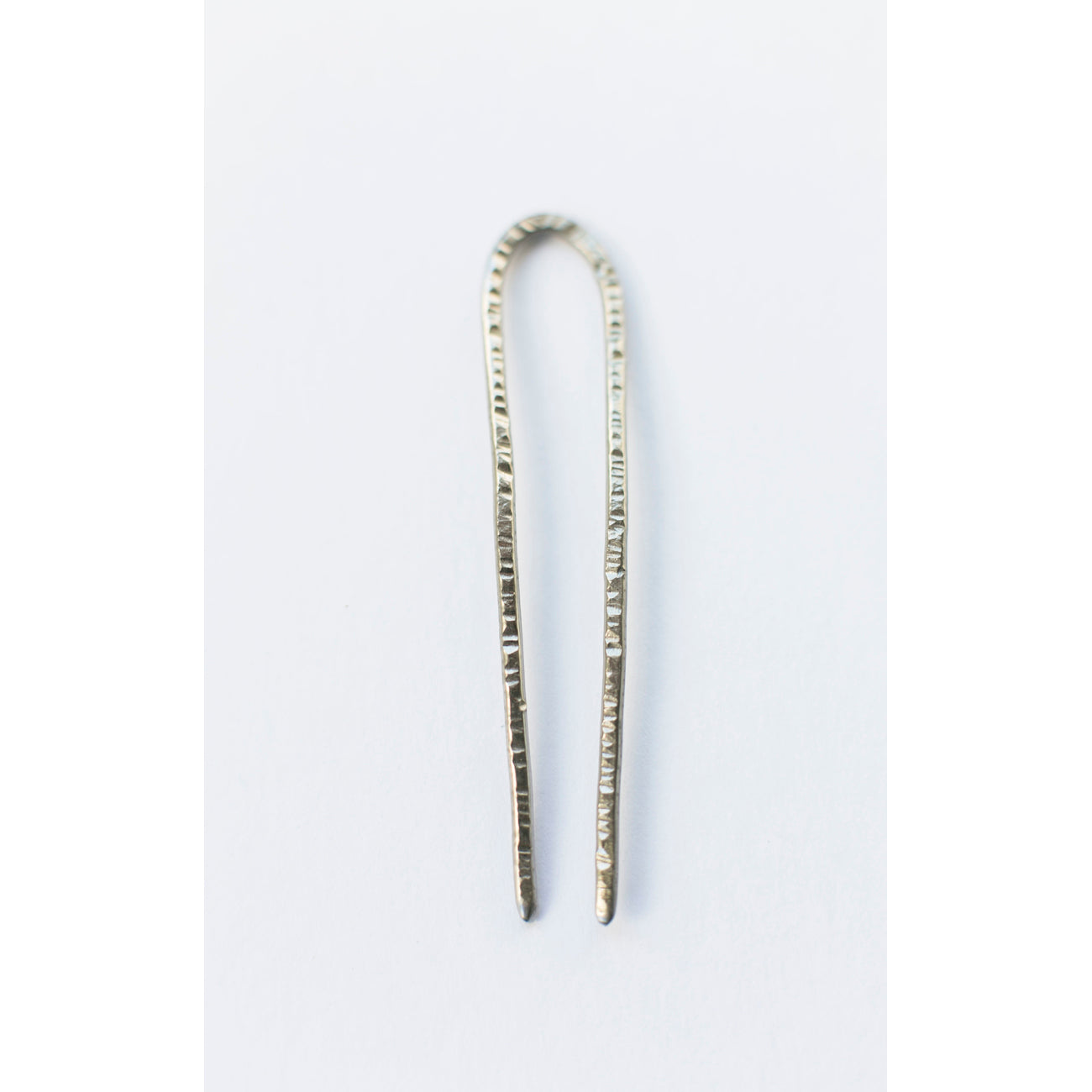 silver hammered mini hair pin